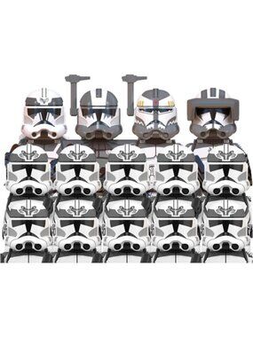 Heavy Clone Troopers Battle Pack - 14pcs Army Figures Set with Accessories, Gray